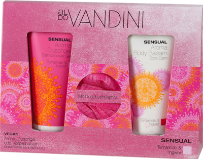 Набор косметики для тела Vandini Sensual Duo Set With Tuff гель д/душа+бальзам д/тела+мочалка (200мл+200мл)