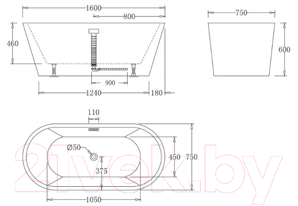 Ванна акриловая BelBagno BB71-1600-BIANCO