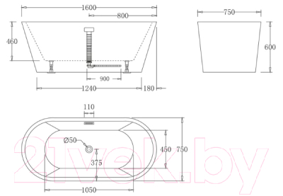 Ванна акриловая BelBagno BB71-1600-BIANCO