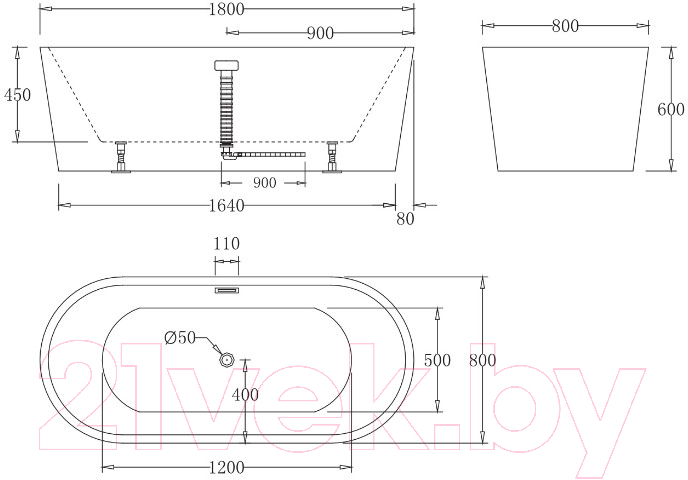 Ванна акриловая BelBagno BB71-1800-BIANCO