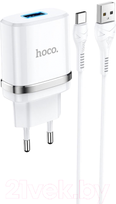 Зарядное устройство сетевое Hoco N1 + кабель Type-C (белый)