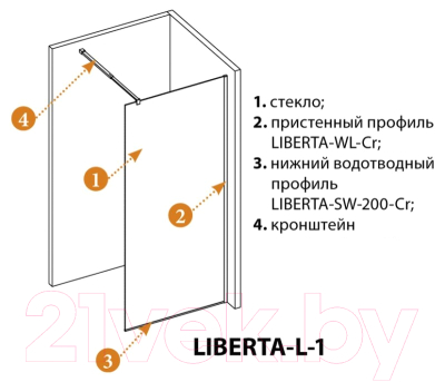 Душевая стенка Cezares LIBERTA-L-1-80-120-BR-NERO