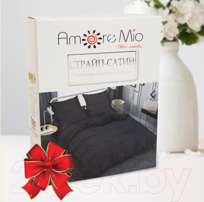 Комплект постельного белья Amore Mio Страйп-сатин Phantom 2.0 / 46591 (черный)