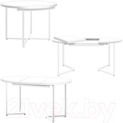 Обеденный стол Millwood Лофт Лондон D110-150x110x76 (белый/металл белый)