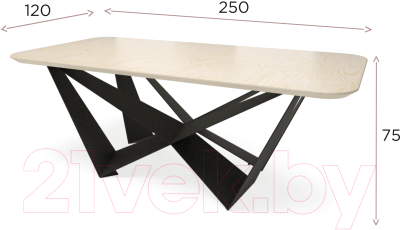 Обеденный стол Millwood Бабочка Д 250x120x75 (белый/металл черный)