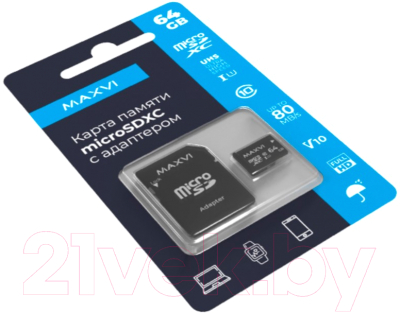 Карта памяти Maxvi microSDXC 64GB class 10 UHS-I (1)