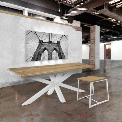 Обеденный стол Millwood Кейптаун 180x90x75 (дуб белый Craft/металл черный)