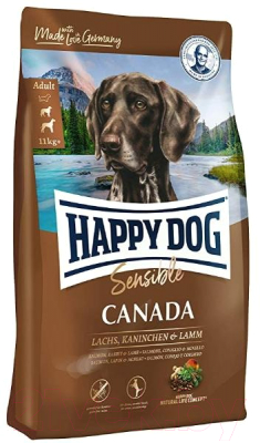 Сухой корм для собак Happy Dog Sensible Canada лосось, кролик, ягненок / 60573 (11кг)