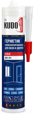 Герметик силиконовый Kudo Proff Для окон и дверей SMS-291 (280мл, белый)