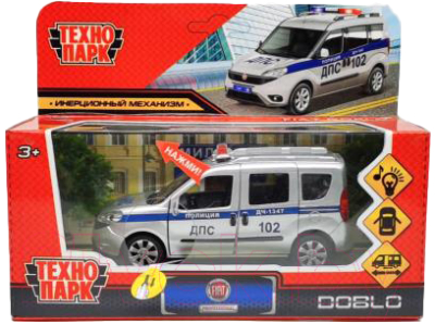 Автомобиль игрушечный Технопарк Fiat Doblo Полиция / DOBLO-12SLPOL-SR