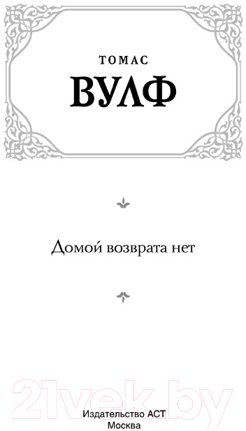 Художественная книга АСТ Домой возврата нет. Зарубежная классика (Вулф Т.) — фото 2