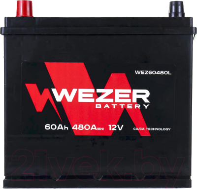 Автомобильный аккумулятор Wezer 480A JIS L+ / WEZ60480L (60 А/ч)