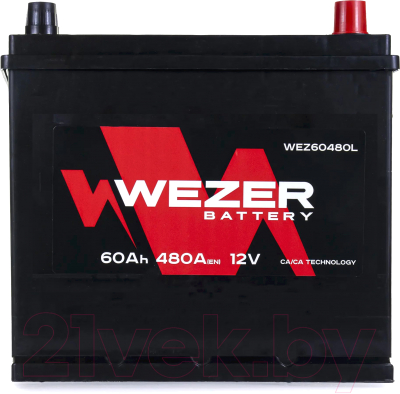 Автомобильный аккумулятор Wezer 480A JIS R+ / WEZ60480L (60 А/ч)