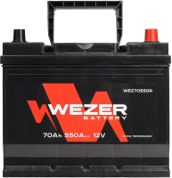 Автомобильный аккумулятор Wezer 550A JIS R+ / WEZ70550R (70 А/ч) - 