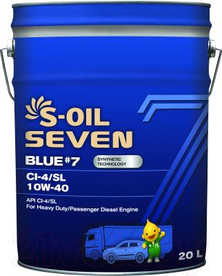 Моторное масло S-Oil Seven Blue №7 CI-4/SL 10W40 / E107880 (20л)
