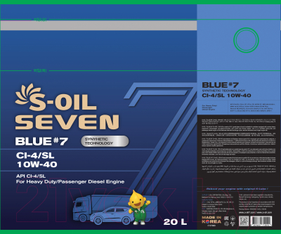 Моторное масло S-Oil Seven Blue №7 CI-4/SL 10W40 / E107880 (20л)