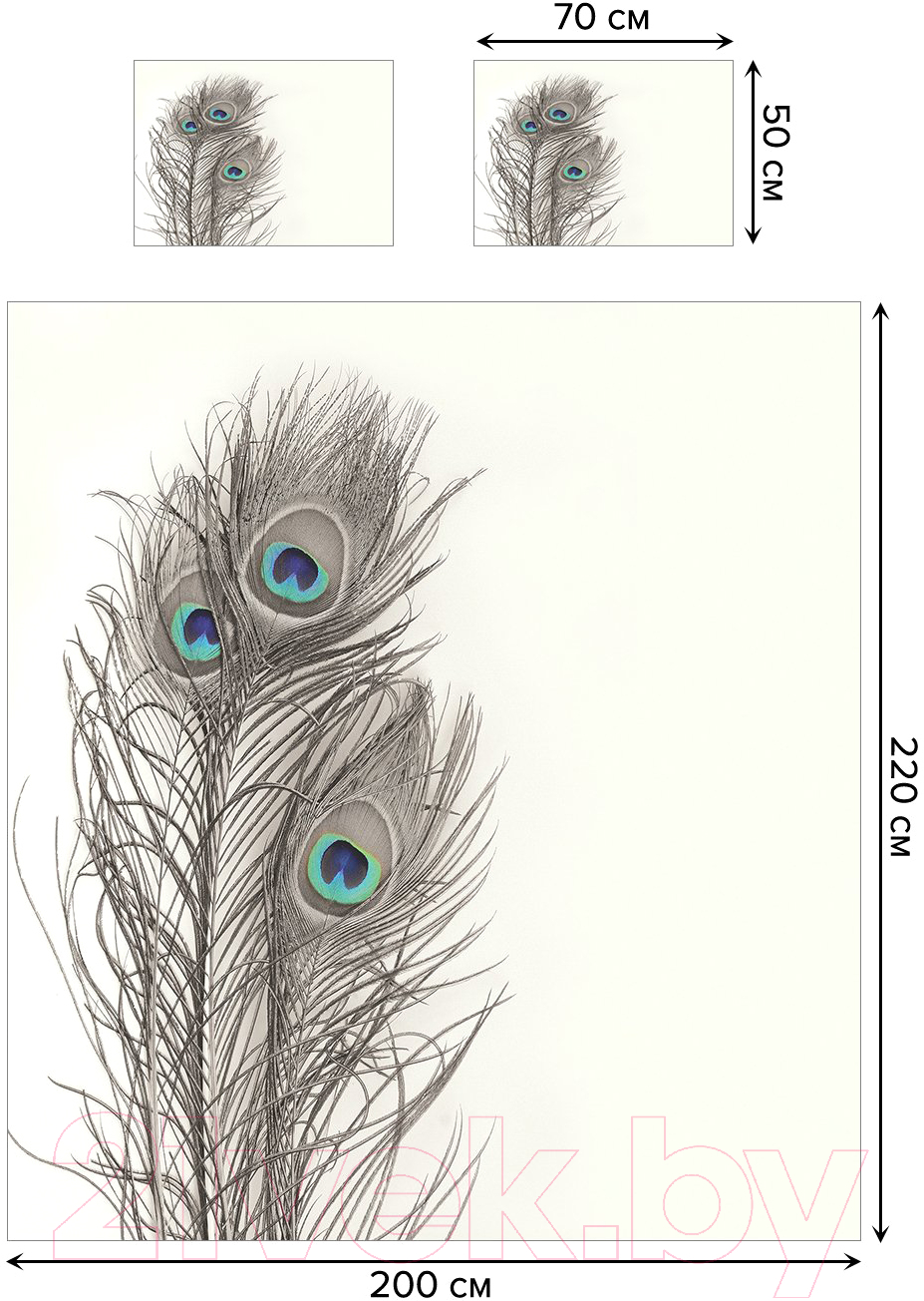 Комплект постельного белья Ambesonne Три пера павлина / bls_3785_euro