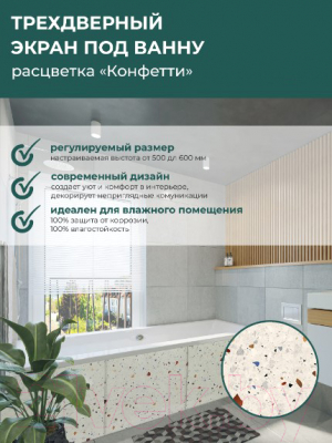 Экран для ванны Comfort Alumin Group Конфетти 3D 170x50