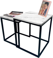 Комплект журнальных столиков Millwood Лофт Лэннис СТ-7 (дуб белый Craft/металл черный) - 