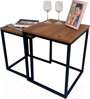 Комплект журнальных столиков Millwood Лофт Лэннис СТ-7 (дуб табачный Craft/металл черный)
