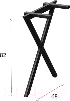 Ножка для стола Millwood Х-образная барная 680 ПФ (черный)