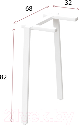 Ножка для стола Millwood Л-образная барная 680 ПФ (белый)