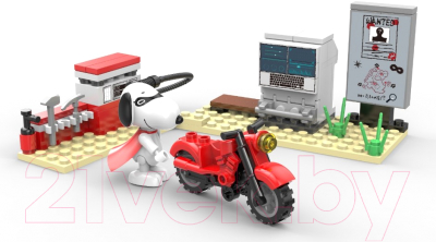 Конструктор Miniso Snoopy Collection Велосипед и магазин / 6266 (74эл)