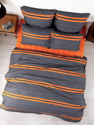 Комплект постельного белья Ночь нежна Royal Оранж Евро 50x70 (2) книжка / 70726-1+10366-1