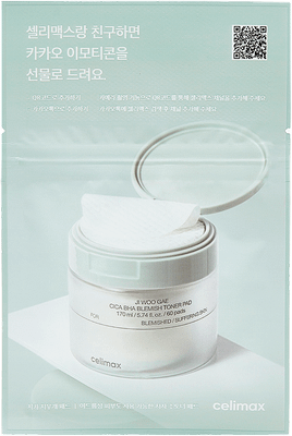 Пэд для лица Celimax Jiwoogae Cica BHA Blemish Toner Pad (10шт) - 
