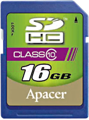 Карта памяти Apacer SDHC (Class 10) 16GB (AP16GSDHC10-R) - общий вид
