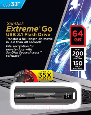 Usb flash накопитель SanDisk Extreme GO 128GB (SDCZ800-128G-G46)