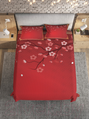Набор текстиля для спальни Ambesonne Ветвь сакуры в узоре 160x220 / bcsl_52788