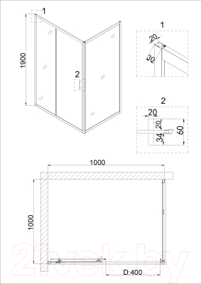 Душевой уголок Niagara NG-42-10AG-A100G 100x100x190