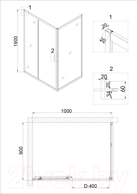 Душевой уголок Niagara NG-42-10AG-A90G 100x90x190