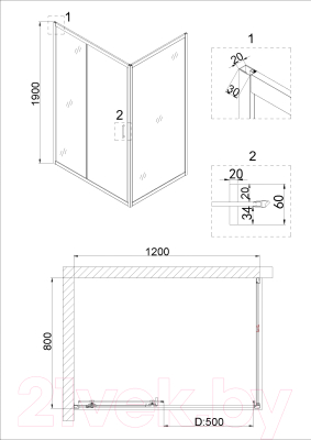 Душевой уголок Niagara NG-42-12AG-A80G 120x80x190