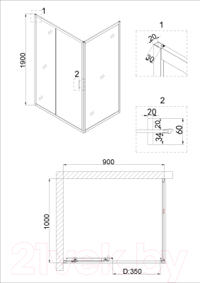 Душевой уголок Niagara NG-42-9AG-A100G 90x100x190