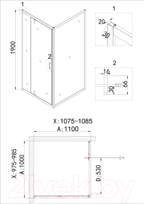 Душевой уголок Niagara NG-43-10AG-A110G 100x110x190