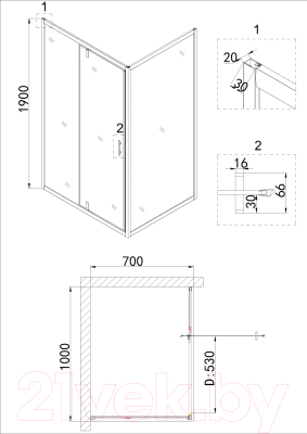 Душевой уголок Niagara NG-43-10AG-A70G 100x70x190