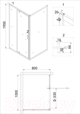 Душевой уголок Niagara NG-43-10AG-A80G 100x80x190