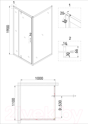 Душевой уголок Niagara NG-43-11AG-A100G 110x100x190