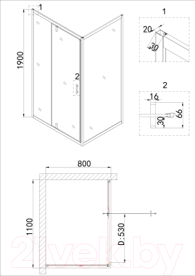 Душевой уголок Niagara NG-43-11AG-A80G 110x80x190