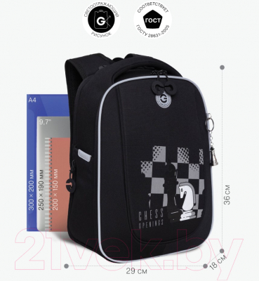 Школьный рюкзак Grizzly RAf-393-10 (черный)