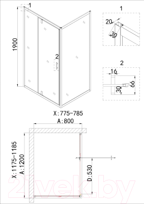 Душевой уголок Niagara NG-43-12AG-A80G 120x80x190