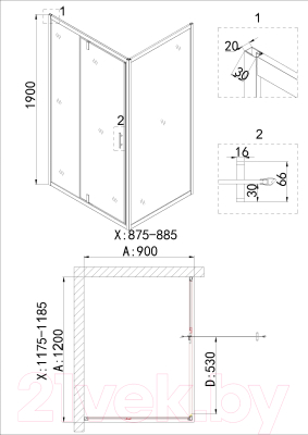 Душевой уголок Niagara NG-43-12AG-A90G 120x90x190