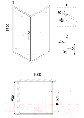 Душевой уголок Niagara NG-43-9AG-A100G 90x100x190