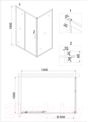 Душевой уголок Niagara NG-62-13A-A100 130x100x190