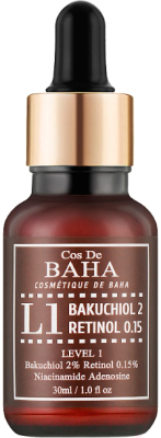 Сыворотка для лица Cos de Baha Bakuchiol 2% Retinol 0.15% L1 (30мл)