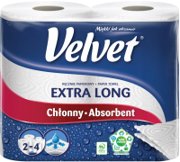 Бумажные полотенца Velvet Экстра лонг 2х слойная (2рул) - 