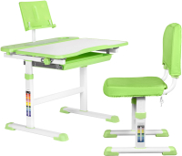 Парта+стул Anatomica Avgusta Comfort с ящиком и подставкой (белый/зеленый) - 