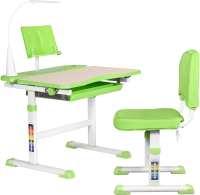Парта+стул Anatomica Avgusta Comfort с ящиком, подставкой и светильником (клен/зеленый) - 
